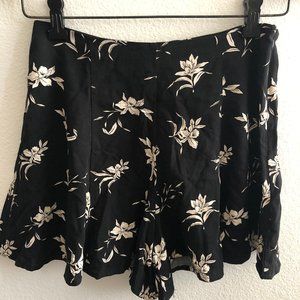NEW F21 Black Floral High-Waisted Shorts